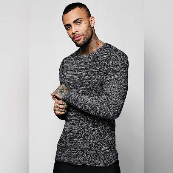 BoohooMAN Gray Knit Sweater - Men’s Size L - Picture 1 of 11
